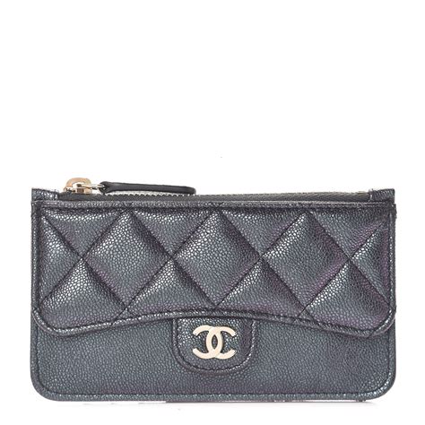 chanel black iridescent card holder|Chanel iridescent caviar card holder.